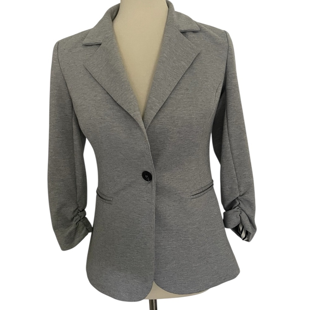 41 Hawthorn Gray Knit Blazer with Ruched Sleeves‎ Size Small - Picture 2 of 12